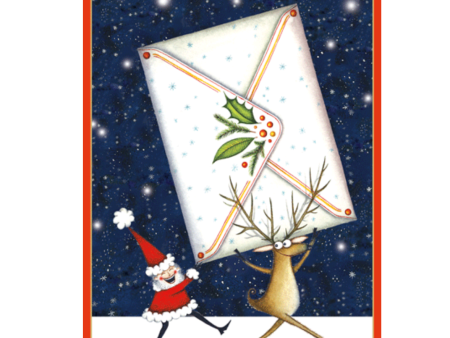 Caspari Santa And Reindeer Boxed Christmas Cards – 16 Cards Envelopes Sale