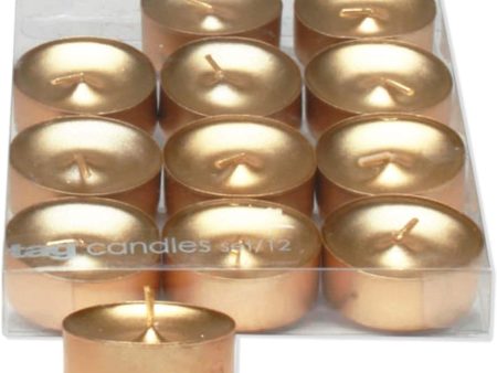 Shimmer Metallic Wax Tea Light Unscented Candles – Gold – 12-Pk. Online