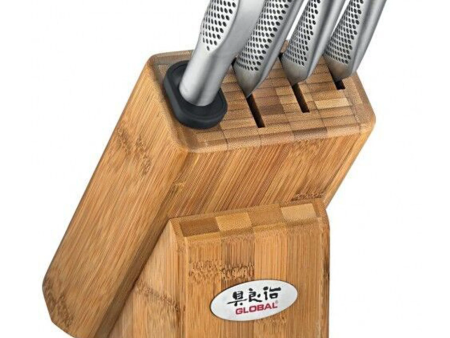 Global Stainless Steel 5-Piece Masuta Knife Block Set For Sale