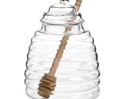 Glass Honey Jar with Lid and Honey Dipper on Sale