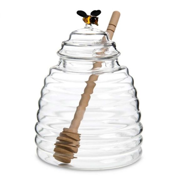 Glass Honey Jar with Lid and Honey Dipper on Sale