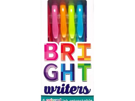 Bright Writers Colored Ink Retractable Ballpoint Pens - Set of 6 Online now