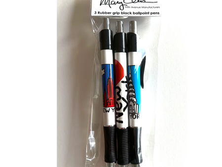 New York Icons Rubber Grip Pens – Empire Chrysler Heart - Set of 3 Online now