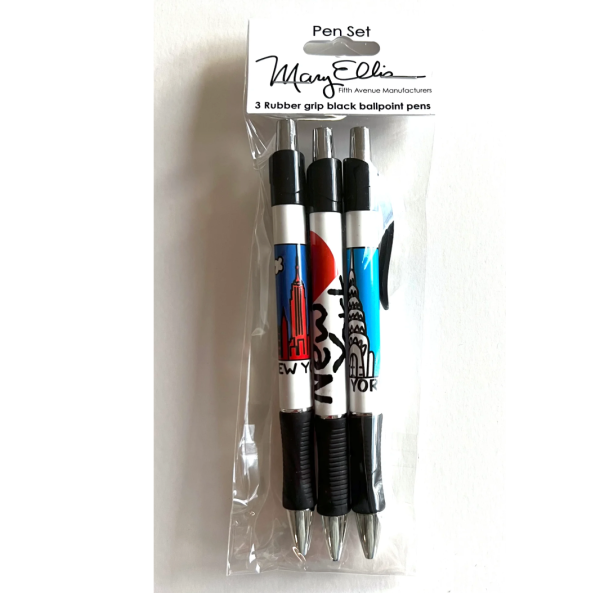 New York Icons Rubber Grip Pens – Empire Chrysler Heart - Set of 3 Online now