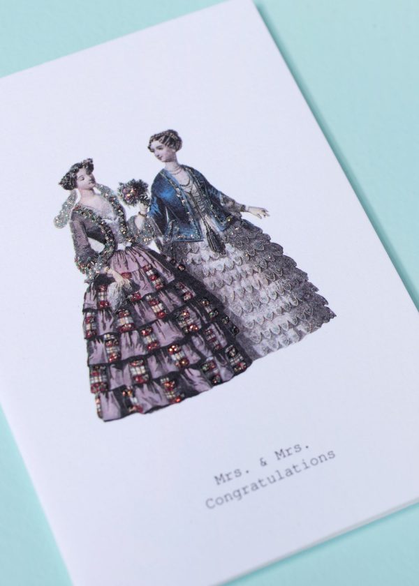 Mrs. & Mrs. Congratulations Glitter Greeting Card – 3.5  x 5  Hot on Sale