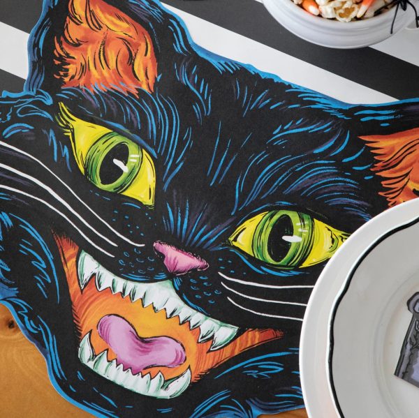 Black Cat Die-Cut Paper Placemats - 12 Per Package For Discount