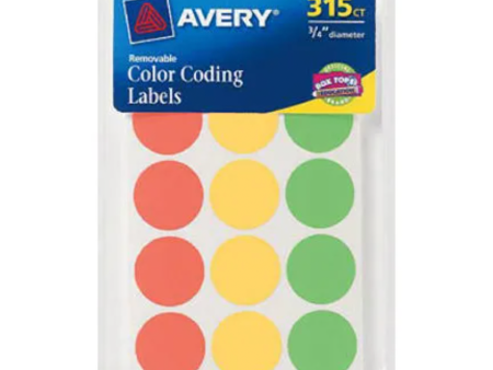 Avery All-Purpose Round Labels – Assorted Neon Colors .75  – 315 Count on Sale