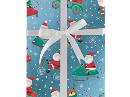 Santa And Snowmobiles Gift Wrap Roll - 30  x 10  Roll –  Local Delivery Only on Sale