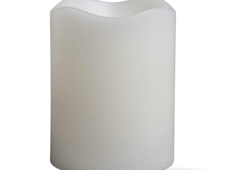 Wax Pillar Candle With Flickering LED Flame – Ivory – 4” x 3” Discount