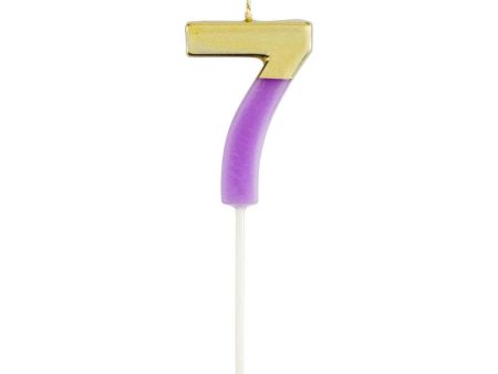 Caspari Gold-Dipped Die-Cut Number Candle – Purple –  7  Online Hot Sale