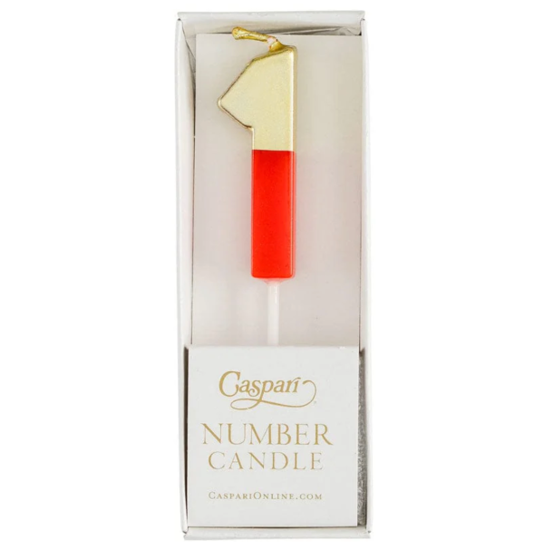 Caspari Gold-Dipped Die-Cut Number Candle – Red –  1  Online