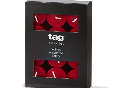 Tag Votive Wax Candles – Red – 12-Pk. on Sale