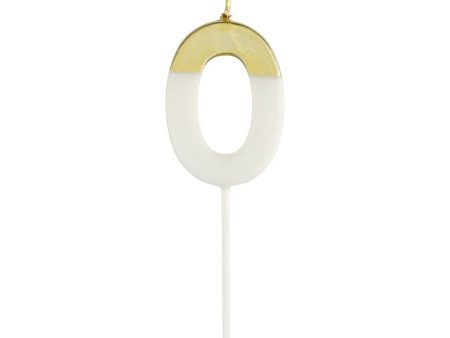 Caspari Gold-dipped die-cut number candles –  White –  0  Hot on Sale