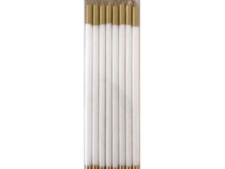 Slim Birthday Candles in White & Gold – 6  – 16 Pack Discount