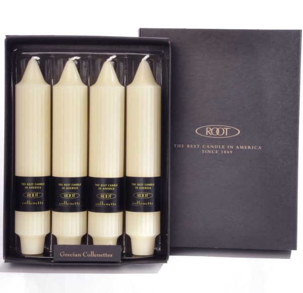 Root Grecian Collenette Candle – Ivory – 7  – Box of 4 on Sale