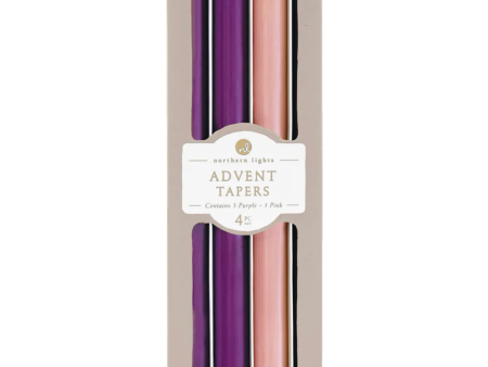 Northern Lights Advent Taper Candles – 3 Purple   1 Soft Pink Cheap