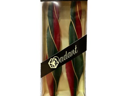 Dadant Holiday Beeswax Feathered Green & Red Twist Candles – 12  – 2pk Online