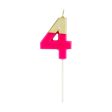 Caspari Gold-Dipped Die-Cut Number Candle – Fuchsia –  4  Hot on Sale