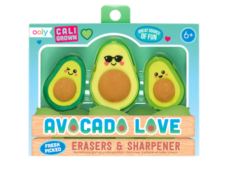 Avocado Love – 2 Erasers + 1 Sharpener Set Hot on Sale